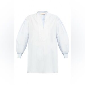 Tory Burch White Puff Sleeve Tunic NWT Sz L Resort Modest Lagenlook 100% Cotton